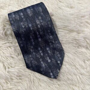 Andrew Fezza mens blue neck tie 100% silk geo pattern point